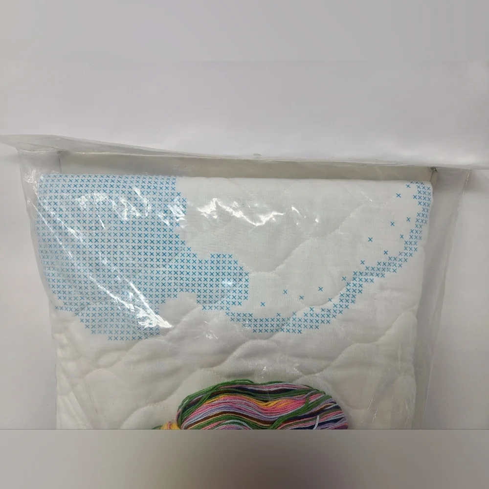 Janlynn Printed Cross Stitch Choo Choo Teddy Bear Quilt Finished Size 35x43